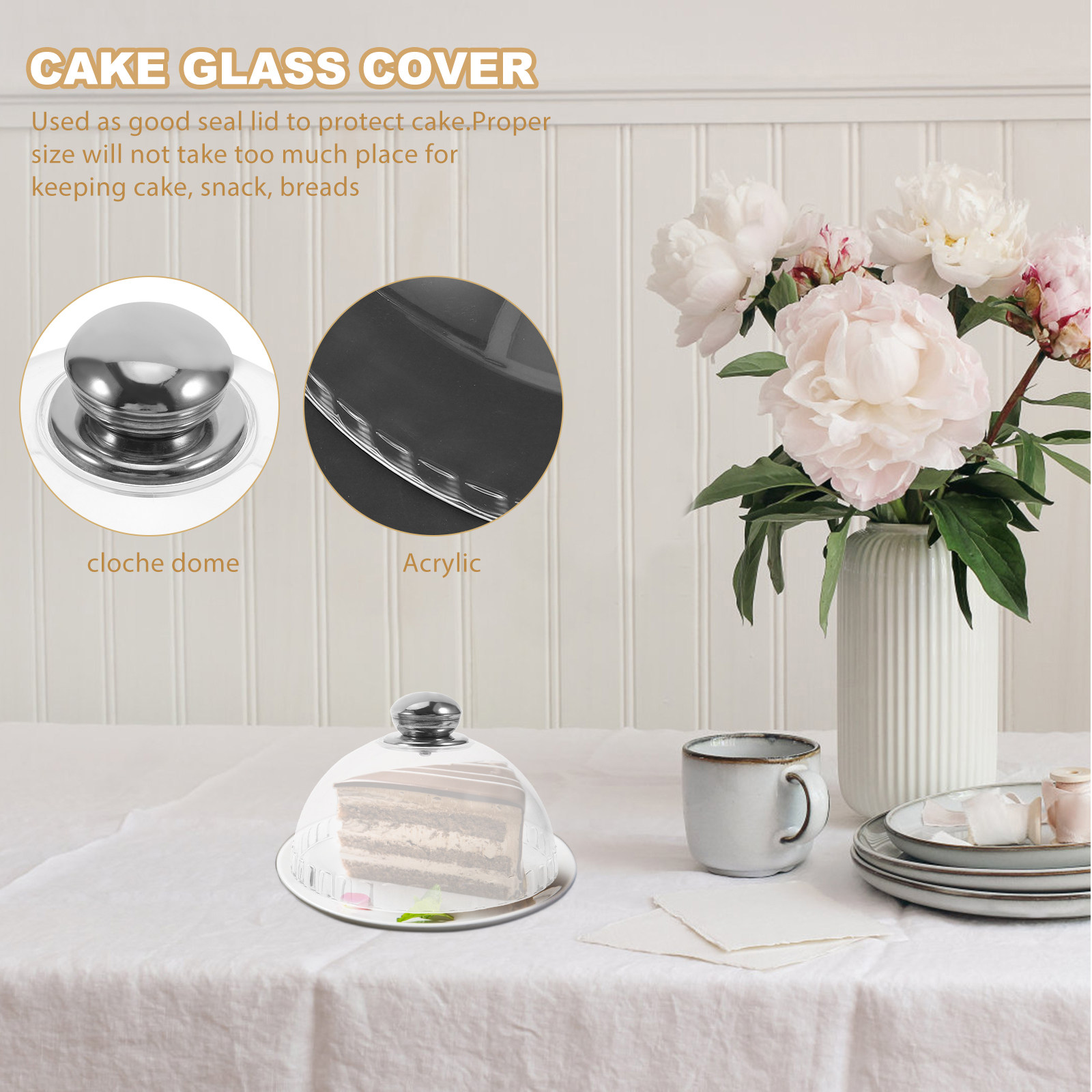 Plastic Dome Clear - Klare Acryl-Kuchenglocke, runde Lebensmittelabdeckung für Cupcakes,