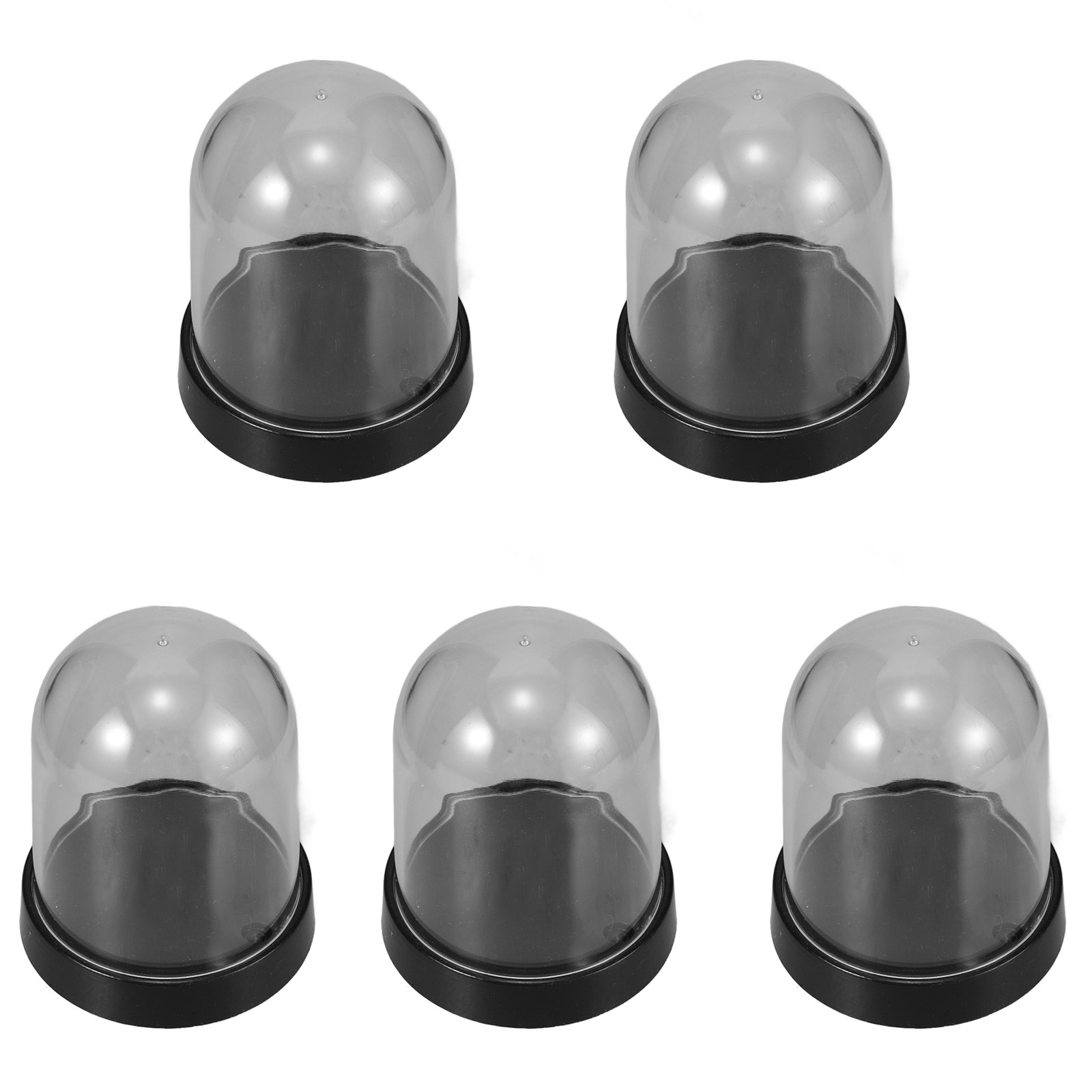 Plastic Dome Clear - 5-teiliges Kristallklares Plastik-Glocken-Set mit Basis für